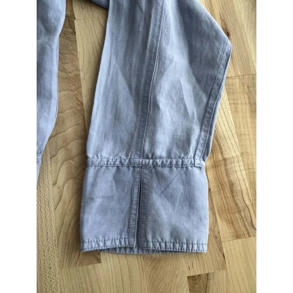 Debra DeRoo Collar Button Up Jacket Lightweight Silk Linen Blend Periwinkle S - Picture 5 of 12